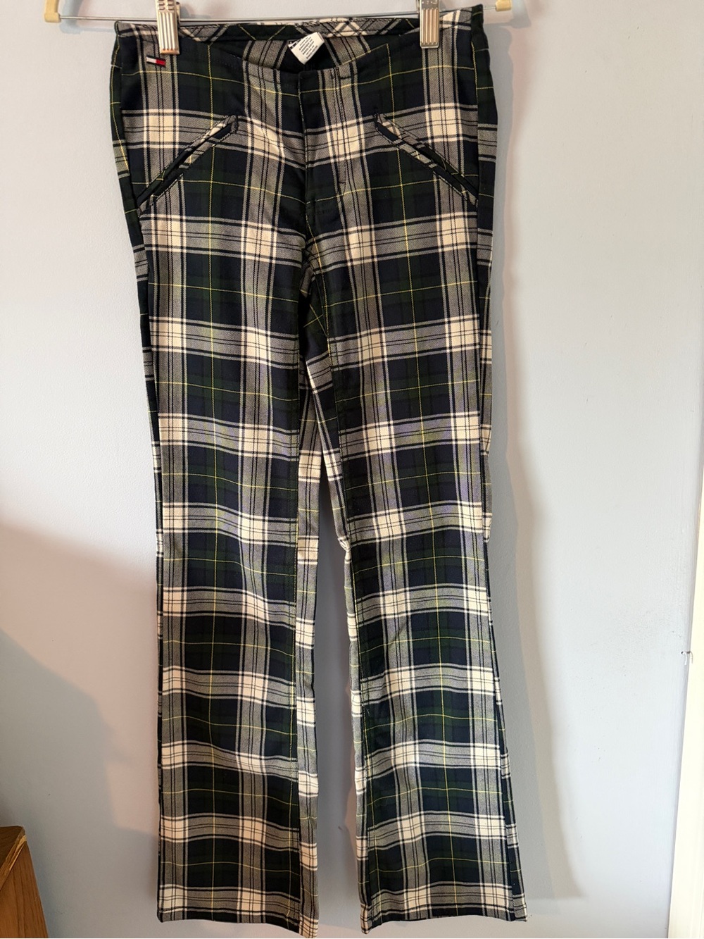 Tommy Hilfiger Navy, White and Green Plaid Boot-Leg Pants